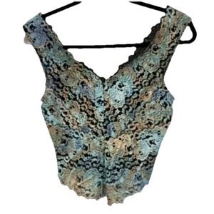 Vintage Y2K Cache Whimsigoth Dark Fairy Grunge Lace Tank Top  Size M Festival